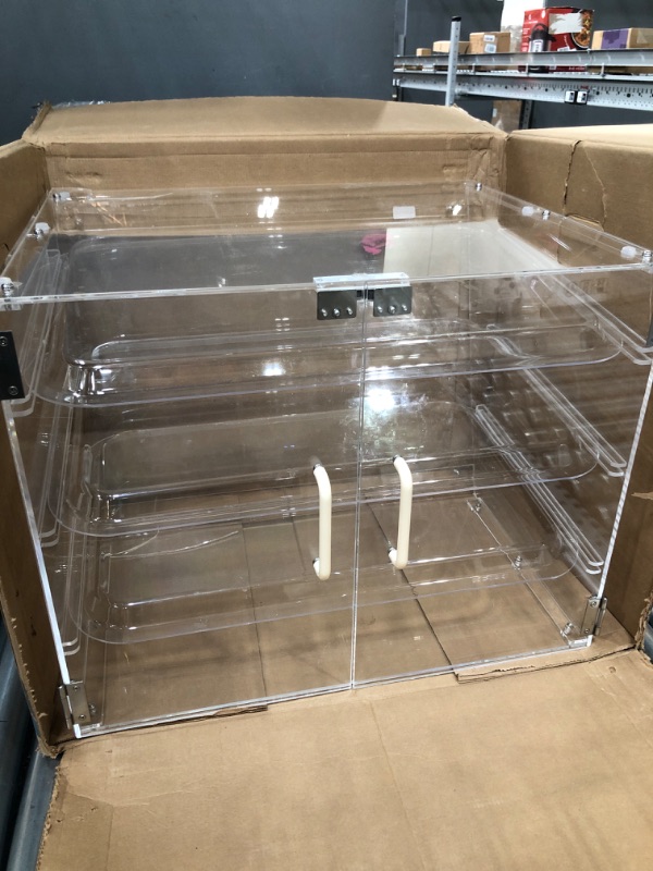 Photo 2 of 3 Tray Clear Display Case,Pastry Display Case,Commercial Countertop Bakery Display Case with Front and Rear Door,Acrylic Display Case  22 x 17 x 14 inch…