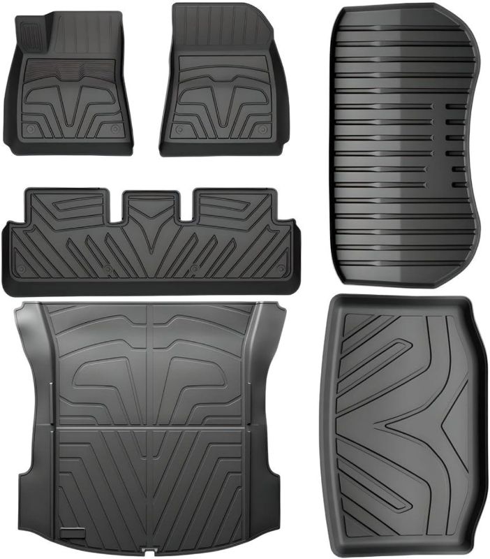 Photo 1 of SUPER LINER Floor Mats for Tesla Model 3 Custom Fit 2021 2022 2023 All-Weather Cargo Liner Rear Cargo Tray Trunk Floor Mat Interior Accessories (Style C Model 3 Full Floor Mats Set)
