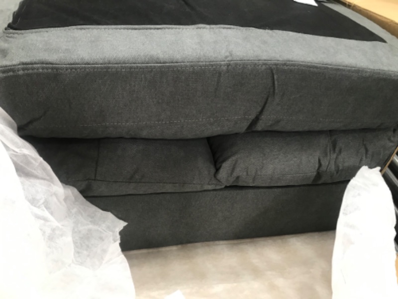 Photo 4 of **READ NOTES ** Modern Large L-Shape Feather Filled Sectional Sofa with Movable Ottoman, Convertible Sofa Couch with Reversible Chaise and 4 Pillows, 5-Seat Sofa for Living Room Apartment (Dark Gray + Linen-055)BOX 4/4 