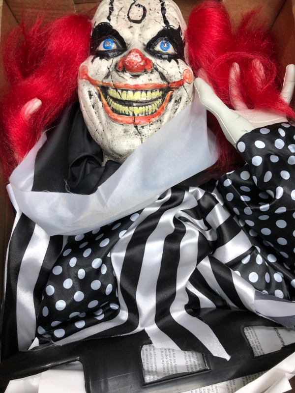 Photo 1 of Haunted Hill Farm 18-in. Buggy The Animated Groundbreaker Clown, Indoor or Covered Outdoor Halloween Decoration, Battery Operated 18" Clown Groundbreaker