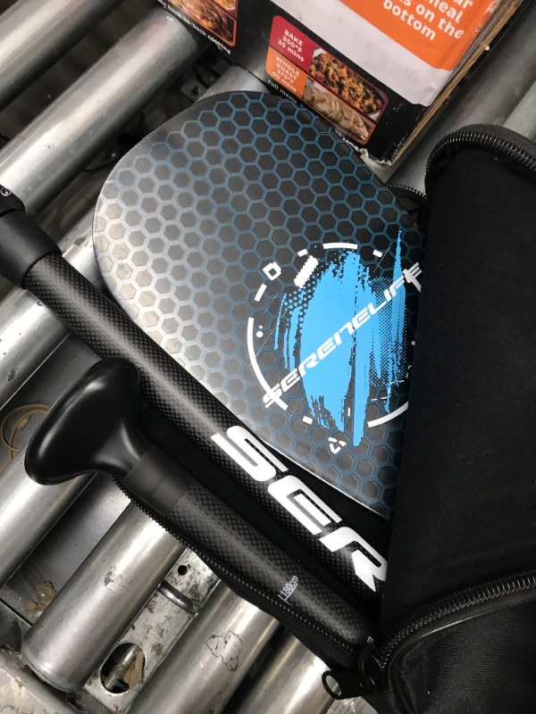 Photo 1 of SereneLife Stand Up Paddle-Board Adjustable Paddle - Adjustable Water Paddle Oar for SLSUPB105 Free-Flow Inflatable SUP Stand Up Water Paddle-Board - Light Blue Carbonfiber Watercraft Paddle