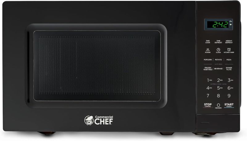 Photo 1 of COMMERCIAL CHEF 0.7 Cu Ft Microwave with 10 Power Levels, 700W Microwave with Digital Display, Countertop Microwave with Child Safety Door Lock, Programmable with Push Button, Black
