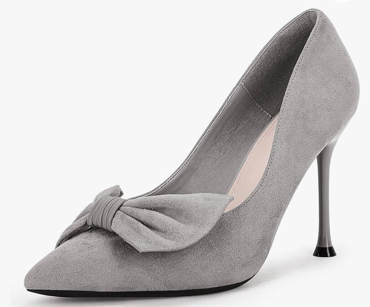 Photo 1 of Coutgo Womens High Heels Pointed Toe Bowkont Slip on Dress Pumps Shoes 8.5 grey