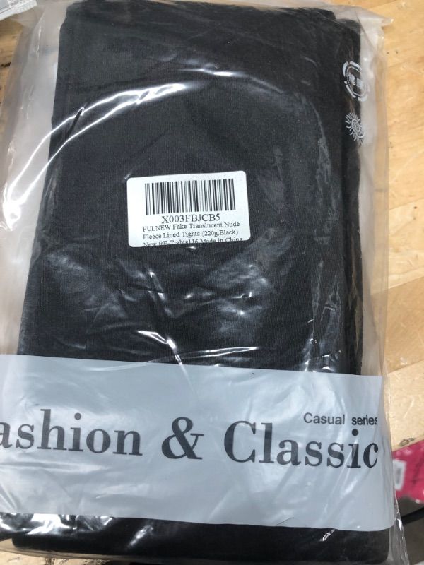 Photo 1 of FULNEW Fake Translucent Nude Fleece Tights Winter Fleece Lined Sheer Tights Opaque Thermal Pantyhose for Women Thick 220g (Fleece Lined) One Size One size black