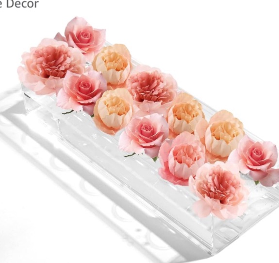 Photo 1 of 12 Inches Long Clear Acrylic Flower Vase Rectangular Floral Centerpiece Acrylic Flower Box for Dining Table Rectangle Decorative Modern Vase for Wedding Party Home Decor