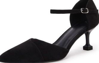 Photo 1 of Ownmeen Womens Pointed Toe Pumps Ankle Strap Buckle Closure D'Orsay Flared Heel Dress Shoes 10 BLACK