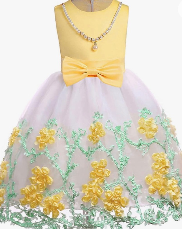 Photo 1 of 2-9T Girls Formal Tulle Dresses Toddler Pageant Party Dress with Necklace