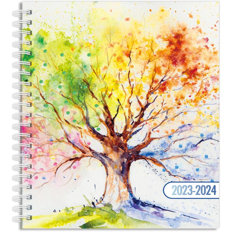 Photo 1 of Hardcover Academic Year 2023-2024 Planner: (July 2023 Through June 2024) 8.5"x11" Daily Weekly Monthly Planner Yearly Agenda. Bookmark, Pocket Folder and Stickers Set (Tree Seasons)