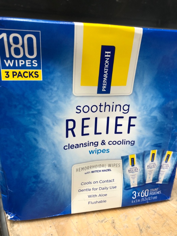 Photo 2 of BB: 6/24
Preparation H Hemorrhoid Treatment Soothing Relief Cleansing and Cooling Wipes, Aloe and Witch Hazel Wipes for Butt Itch Relief - 60 Count (Pack of 3)