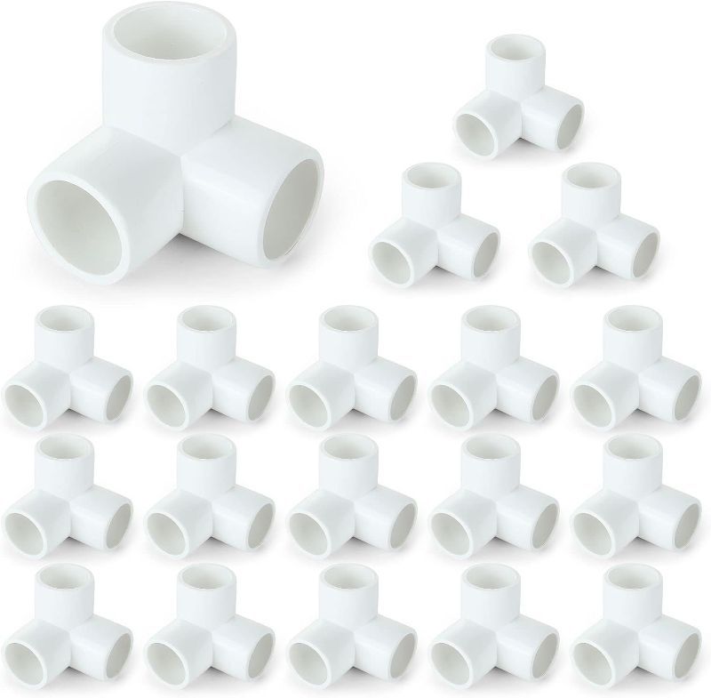 Photo 1 of 24Pack PVC Elbow Fittings, 3/4 Inch 3 Way PVC Pipe Fitting connectors for SCH40 PVC Pipe, PVC Pipe Tee Corner Fitting- Build Heavy Duty PVC Furniture,3 Way PVC Pipe Joint
