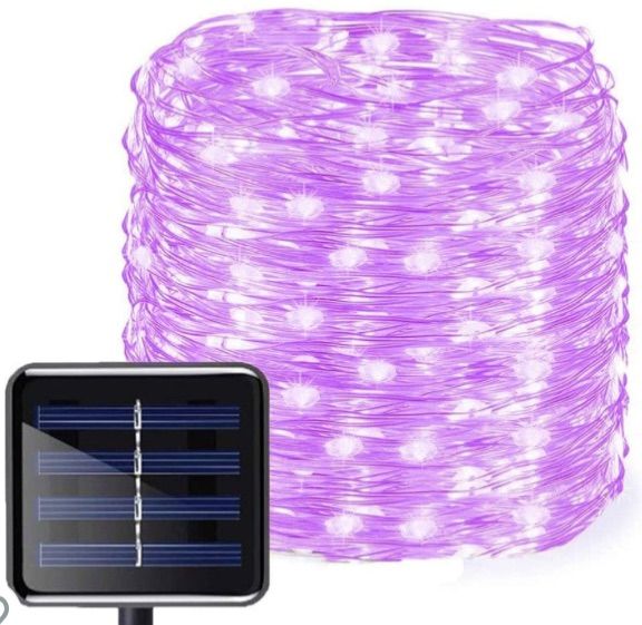 Photo 1 of Aluvee Outlets Solar Copper Wire String Light, 50ft 150LED Waterproof Outdoor Garden Decoration Copper Wire Lighting Christmas Lamp Wedding Party Tree Xmas Decoration Tree Xmas (Purple