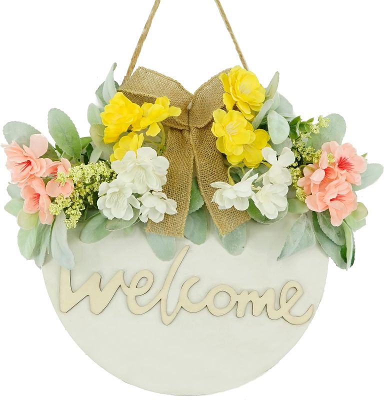 Photo 1 of *similar to stock photo* Artificial Spring Summer Wreath Welcome Sign for Front Door