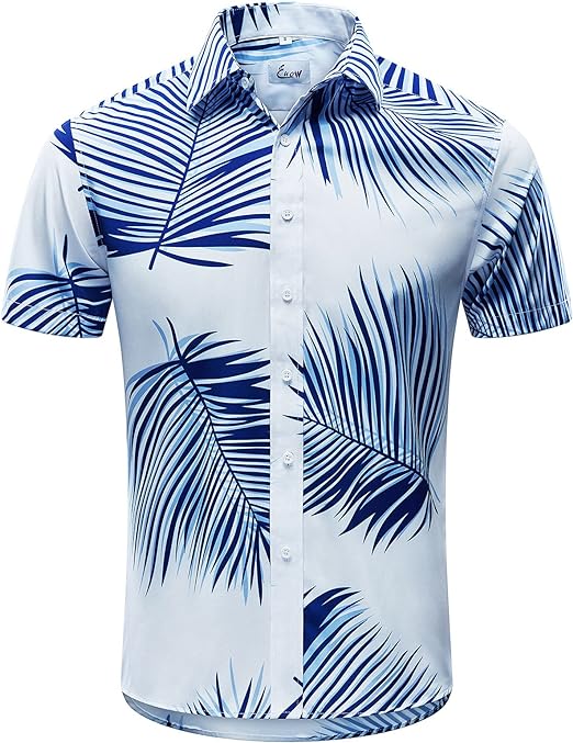 Photo 1 of EUOW Men's Hawaiian Shirt Short Sleeves Printed Button Down Summer Beach Dress Shirts SMALL
