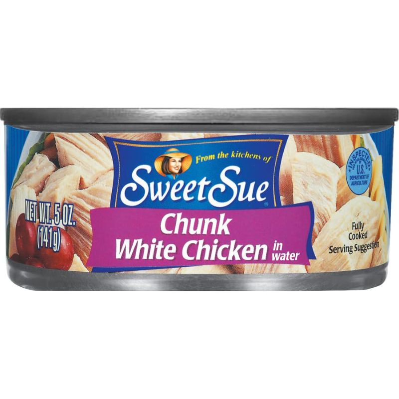 Photo 1 of 1/19/26**Sweet Sue Chunk White Chicken in Water, 5 oz Can (Pack of 24) - 11g Protein per Serving - Gluten Free, Keto Friendly - Great for Snack, Lunch or Dinner Recipes
