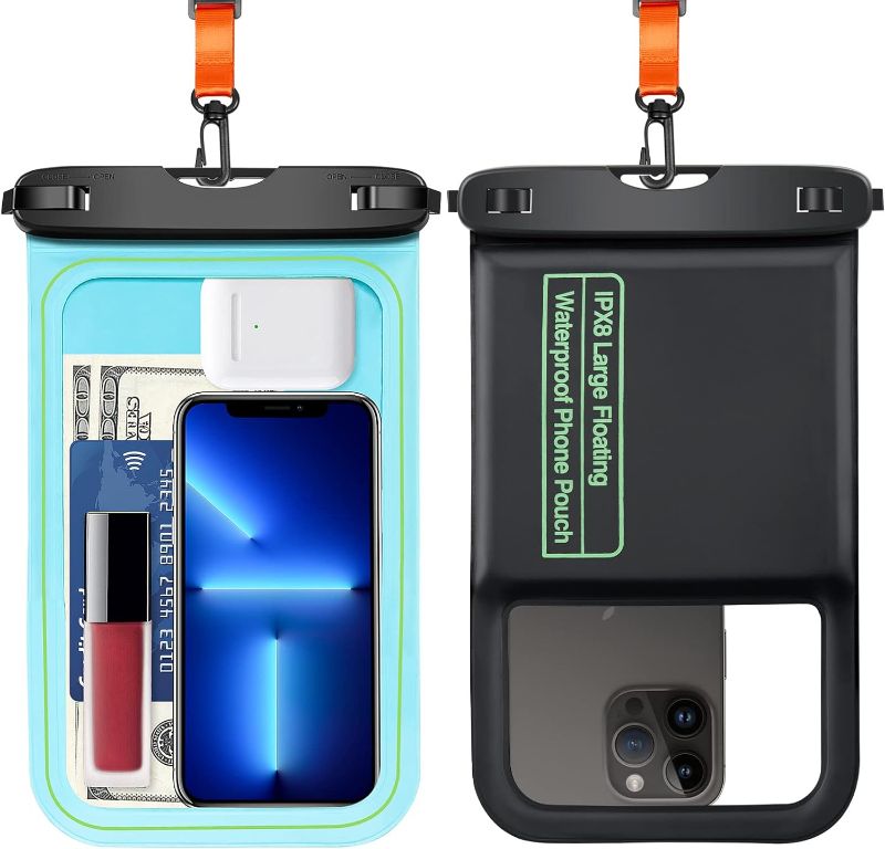 Photo 1 of 
SUPFINE 2 Pcs Floating Waterproof Phone Pouch/Bag,Large Waterproof Cell Phone Case, IPX8 Dry Bags with Lanyard for iPhone 14 Pro Max/ 13/12/ 11/ Galaxy S23...