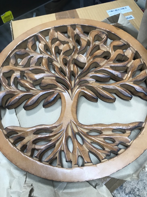 Photo 1 of DharmaObjects Handcrafted Wooden Tree Of Life Wall Decor Hanging Art (Brown)