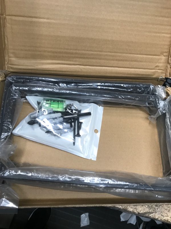 Photo 1 of 10 inch Shelf Brackets (4 Pieces). l Shaped Shelf Brackets. Heavy Duty Metal Brackets with Lip Wall Shelf Brackets. J Type Shelf Bracket for DIY Open Shelves. Black Matte Shelf Bracket J- Bracket