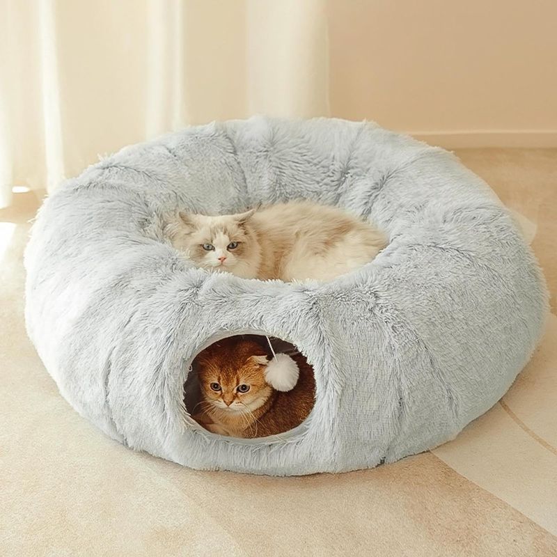 Photo 2 of 
Cat Tunnel Bed for Indoor Cats,Warm Plush Cat Play Tunnel 