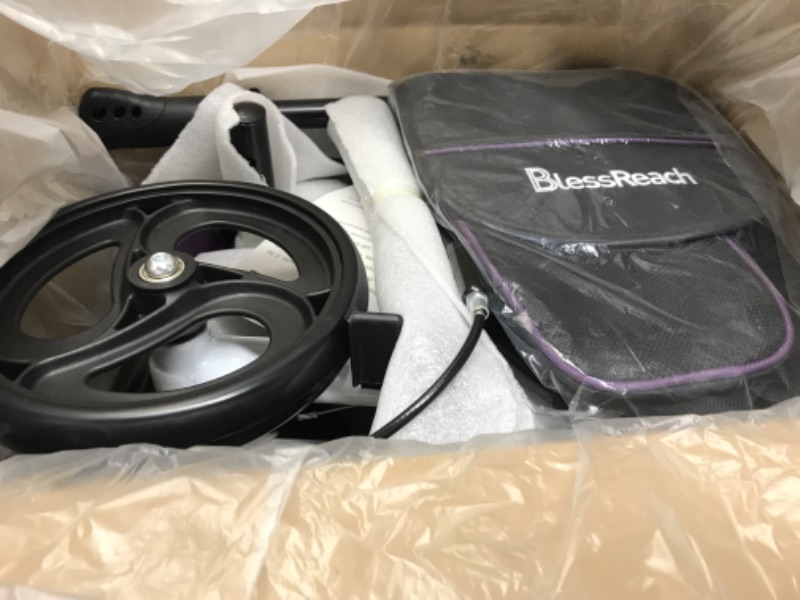 Photo 2 of BlessReach Steerable Knee Walker Deluxe Medical Scooter for Foot Injuries Compact Crutches, with Dual Rear on-Wheel Brake and Shock Absorption Under The Knee pad Purple