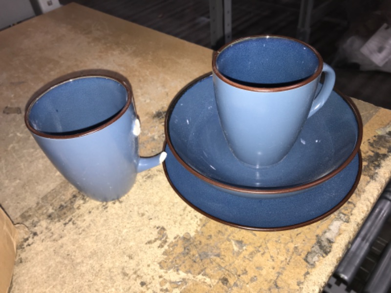 Photo 2 of *MISSING PLATES AND CUPS (BROKEN CUPS WERE THROWN AWAY) **16-Piece Pierce Blue Dinnerware Set
