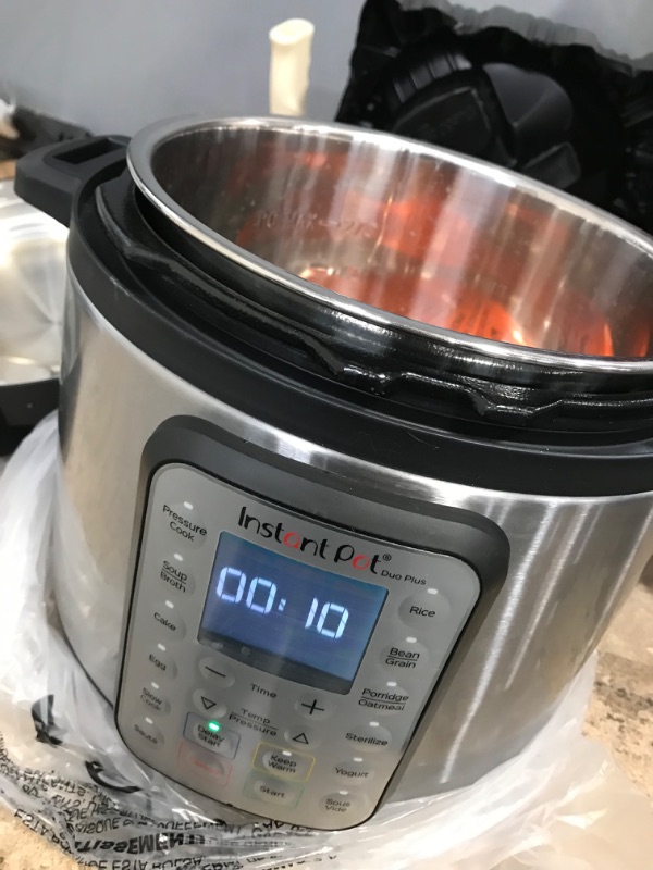 Photo 2 of *USED POWERS ON** Instant Pot Duo Plus 9-in-1 Electric Pressure Cooker, Slow Cooker, Rice Cooker, Steamer, Sauté, Yogurt Maker, Warmer & Sterilizer, Includes App With Over 800 Recipes, Stainless Steel, 6 Quart 6QT Duo Plus