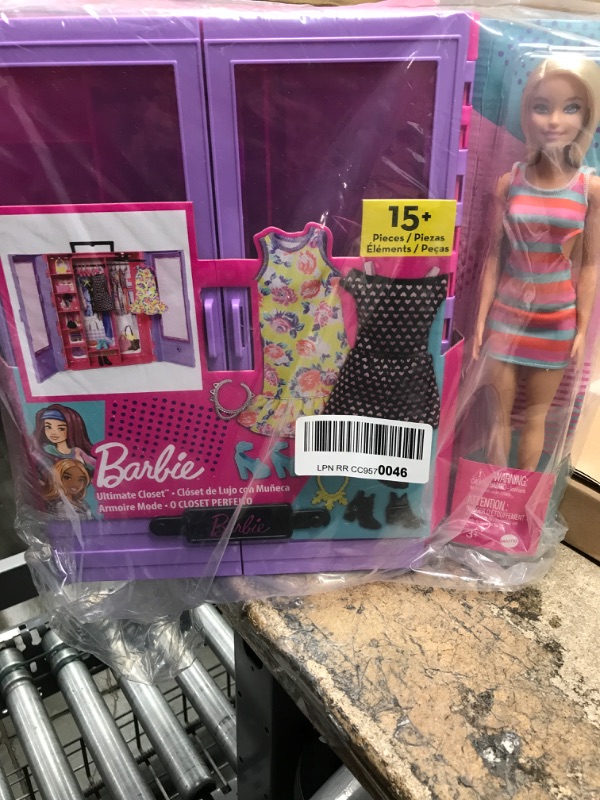 Photo 2 of Barbie Fashionistas Ultimate Closet Portable Fashion Toy with Doll, Gift for 3 Years Old and Up Purple Closet with Doll