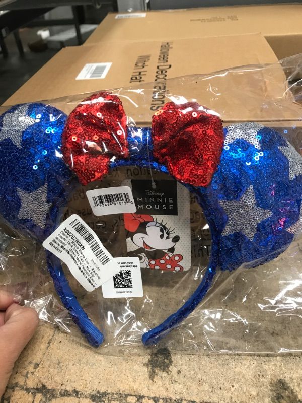 Photo 1 of Disney - Minnie Mouse Ears - Amazing Colorful Thick Disney Ears - Non Slip Headband - Disney World Costume Ears - Hair - Birthday Supply - One Size Fits All - Disney World Accessories for Trip - Ages 3+ Flag