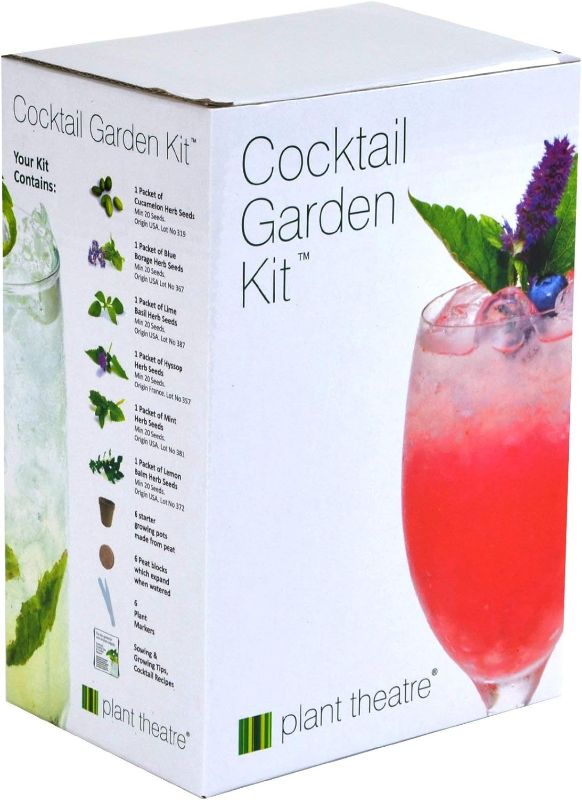 Photo 1 of ??Plant Theatre Cocktail Herb Growing Kit - Grow 6 Unique Indoor Garden Plants for Mixed Drinks with Seeds, Starter Pots, Planting Markers and Peat Discs - Kitchen & Gardening Gifts for Women & Men ???
