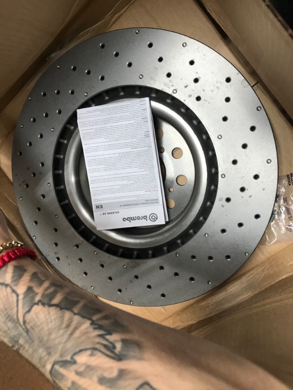 Photo 1 of Brembo 09.C338.11 UV Coated Pillar Vented drilled Brake Rotor HONDA OE# 45251TV8E02