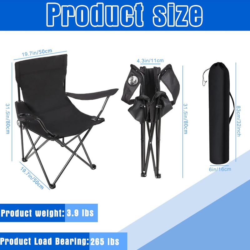 Photo 1 of 1  Pack Folding Camping Chairs with Carrying Bag Portable Lawn Chairs Lightweight Beach Chairs Outdoor Collapsible Chair with Mesh Cup Holder Side Pocket for Outside Camp Fishing