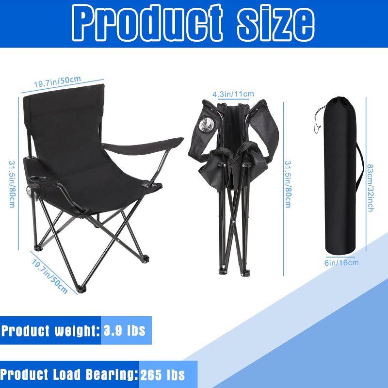 Photo 1 of 1pck  Folding Camping Chairs with Carrying Bag Portable Lawn Chairs Lightweight Beach Chairs Outdoor Collapsible Chair with Mesh Cup Holder Side Pocket for Outside Camp Fishing