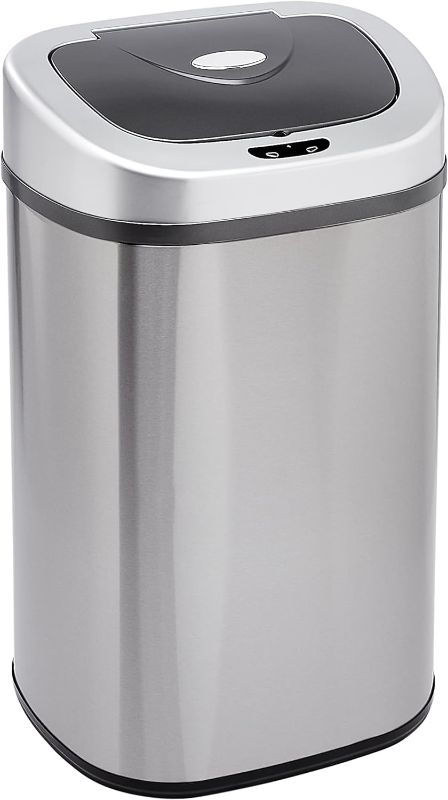 Photo 1 of 
Amazon Basics Automatic Hands-Free Stainless Steel D-Shaped Trash Can, 80 Liters, 2 Bins