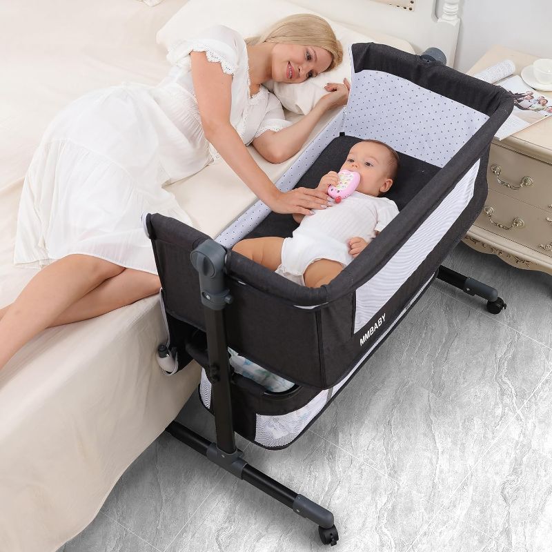 Photo 1 of 
MMBABY Baby Bassinet Bedside Sleeper Bedside Crib Easy Folding Portable Crib 3 in 1 Travel Baby Bed with Adjustable Height,Breathable Net,Large Storage Bag...
Color:Grey