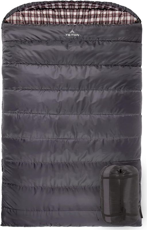 Photo 1 of 
TETON Sports Fahrenheit Mammoth Queen-Size Double Sleeping Bag; Warm and Comfortable; Double Sleeping Bag Great for Family Camping; Compression Sack Included
Color:Grey
Style:+0f Degrees
Pattern Name:Bag