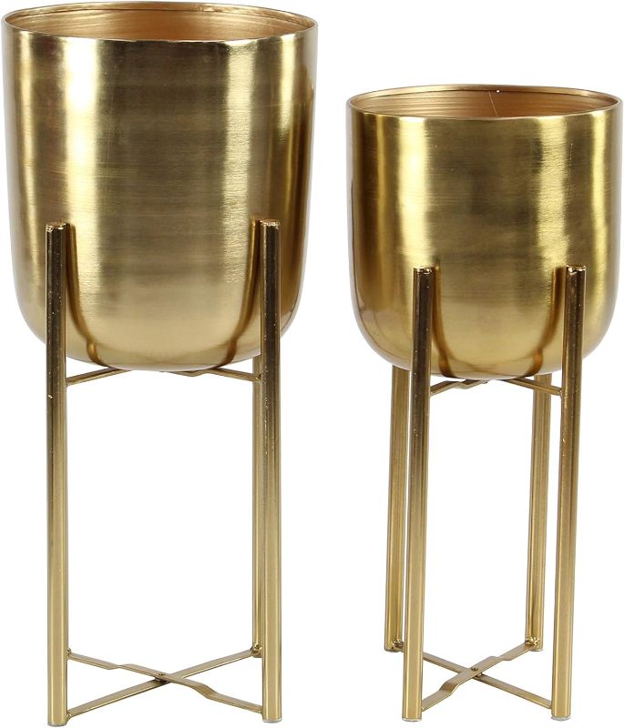 Photo 1 of 
CosmoLiving by Cosmopolitan Metal Indoor Outdoor Dome Planter with Removable Stand, Set of 2 19", 22"H, Gold
Color:Gold