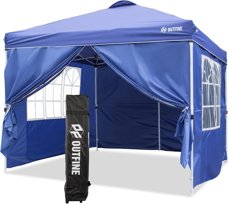Photo 1 of 
OUTFINE Patio Canopy 10'x10' Pop Up Commercial Instant Gazebo Tent, Outdoor Party Canopies with 4 Removable Sidewalls, Stakes x8, Ropes x4 (Blue, 10...
Color:Blue
Size:10*10FT