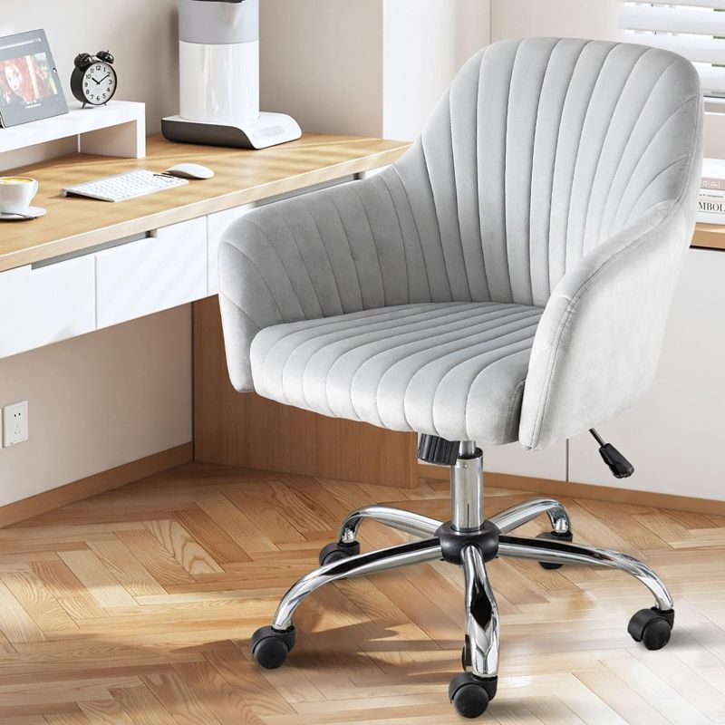 Photo 1 of Photo for Reference Only***Anwickhomk Cute Home Office Desk Chair,Velvet Swivel Vanity Chair,Modern Upholstered Rolling Desk Chair with Wheels