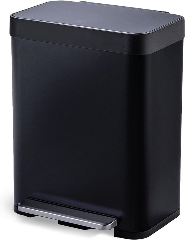 Photo 1 of 
Home Zone Living 13 Gallon Kitchen Trash Can, Large Stainless Steel Liner-Free Body, 50 Liter Capacity, Matte Black, Virtuoso Series
Color:Matte Black
Size:13 Gallon