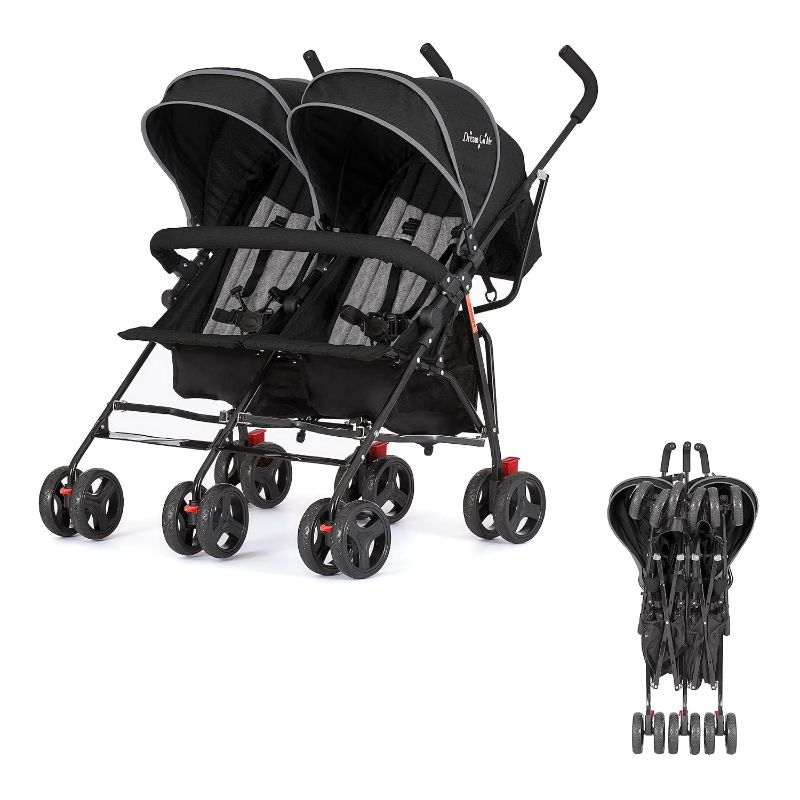 Photo 1 of 
Dream On Me Volgo Twin Umbrella Stroller in Black, Lightweight Double Stroller for Infant & Toddler, Compact Easy Fold, Large Storage Basket, Large and...
Color:Black