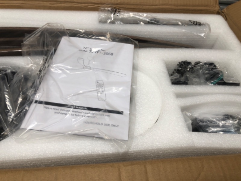 Photo 1 of Ovlaim 72 Inch Silent DC Motor Wood Ceiling Fan Light and Remote Control, 3 Blades Large Indoor Outdoor Ceiling Fan for Large Living Room Garage Modern