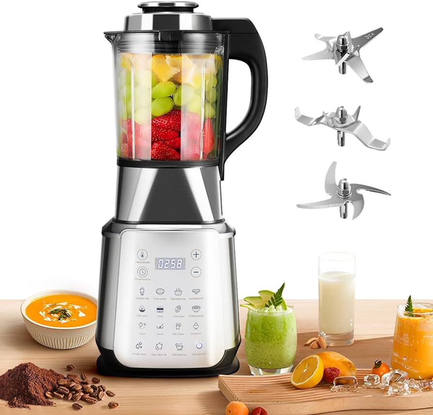 Photo 1 of Moongiantgo Cooking Blender Hot Cold with 3 Removable Blades, 59OZ Countertop Blender with 17 Presets, 9 Gear Speed, Recipe for Milkshake, Juice, Baby Food, Self-Clean Design, 110V