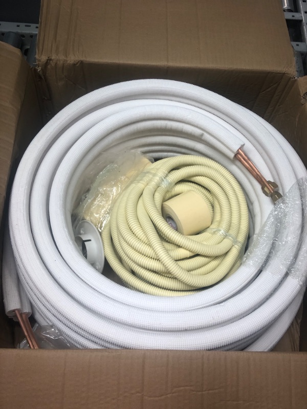 Photo 2 of 50 Ft Air Conditioning Copper Tubing Pipe Extension, 1/4" 1/2" 3/8" PE Thickened for Mini Split AC and Heating Equipment Insulated Coil Line HVAC Refrigerant with Nuts (1/4" & 1/2"* 3/8" PE WITH NUTS)