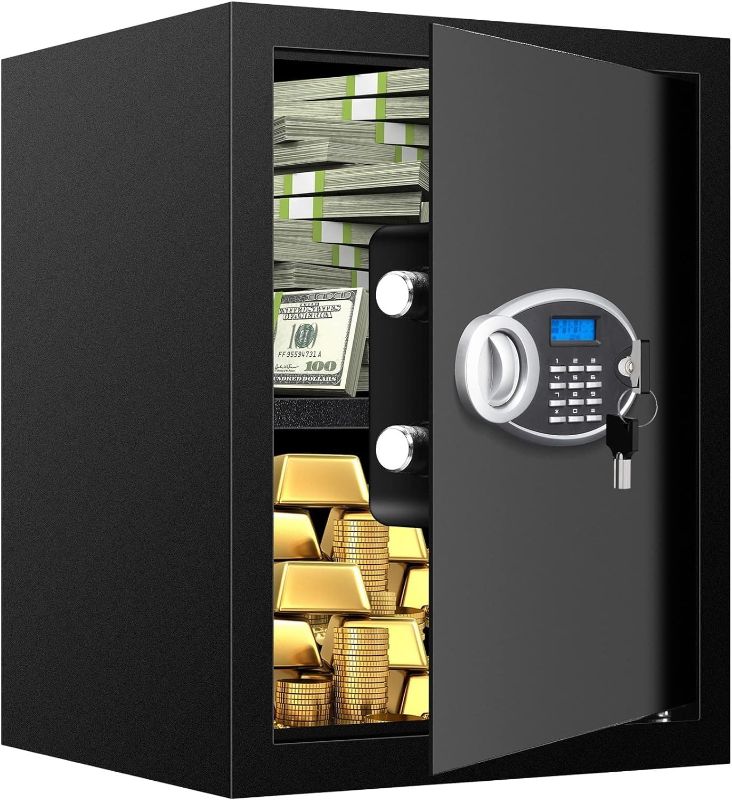 Photo 1 of 1.53 Cubic Home Safe Fireproof Waterproof, Digital Home Security Safe Box with Programmable Keypad and Spare Keys, Document Safe for Money Firearms Medicine Valuables
