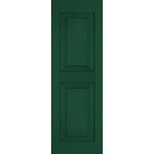 Photo 1 of 15 in. x 37 in. Exterior Real Wood Pine Raised Panel Shutters Pair Chrome Green
