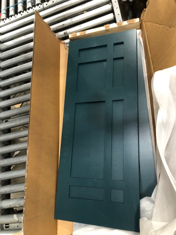 Photo 2 of 15 in. x 37 in. Exterior Real Wood Pine Raised Panel Shutters Pair Chrome Green
