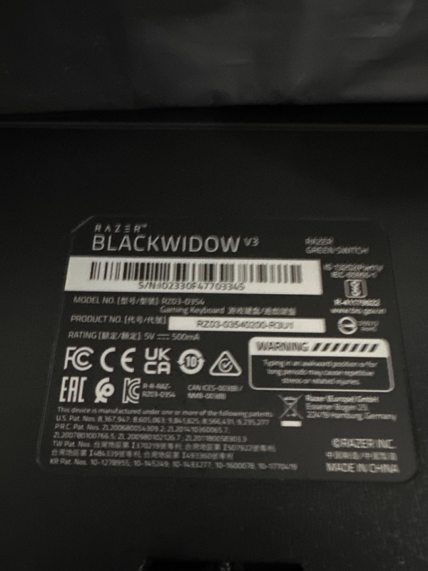 Photo 4 of **READ NOTES BELOW*Razer BlackWidow V3 Mechanical Gaming Keyboard: Green Mechanical Switches - Tactile and Clicky - Chroma RGB Lighting - Compact Form Factor - Programmable Macro Functionality