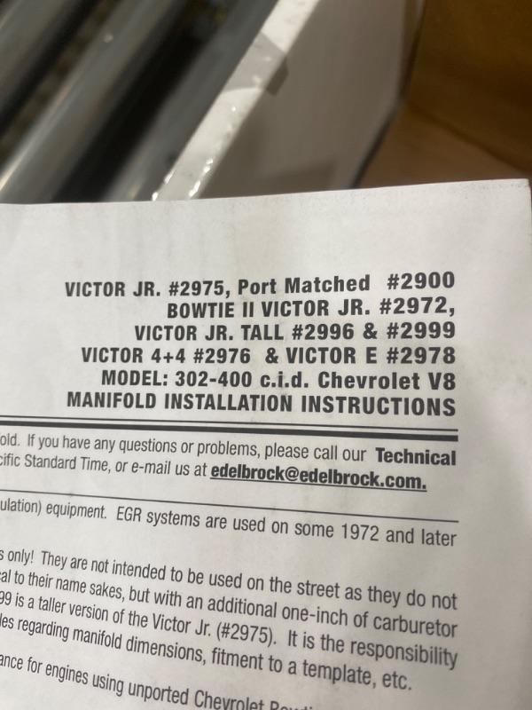 Photo 1 of Edelbrock 2975 Victor Jr. Intake Manifold