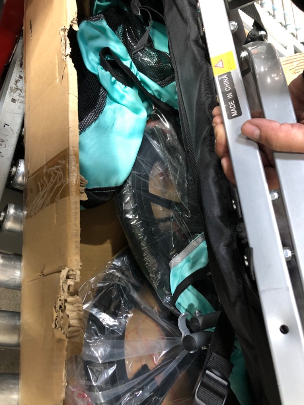 Photo 2 of Retrospec Rover Waggin' Pet Bike Trailer - Small & Medium Sized Dogs Bicycle Carrier - Foldable Frame with 16 Inch Wheels - Non-Slip Floor & Internal Leash Blue Ridge