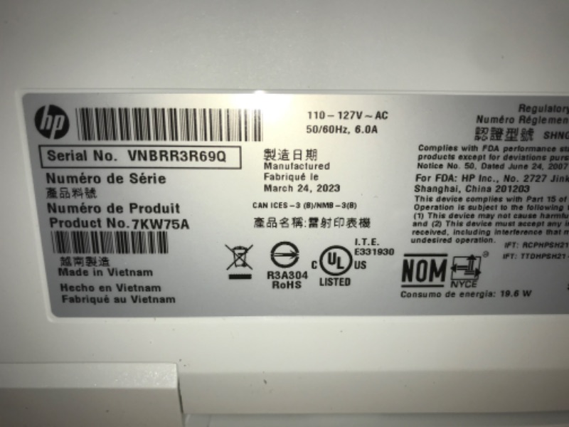 Photo 2 of MISSING CABLE TO PLUG IN UNABLE TO FULLY TEST** HP Color LaserJet Pro M283fdw Wireless All-in-One Laser Printer, Remote Mobile Print, Scan & Copy, Duplex Printing, Works with Alexa (7KW75A), White