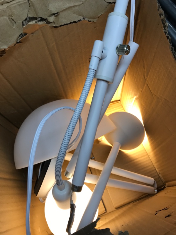 Photo 2 of *STOCK PHOTO JUST FOR REFERENCE** Globe Electric 67134 72" Torchiere Floor Lamp + Adjustable Reading Light, Silver, Frosted Plastic Shade, 3-Step Rotary Switch on Socket, Living Room Décor, Reading Light, Home Essentials, Bedroom
